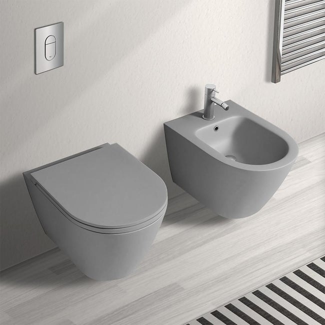 Wc Sospeso Rimless Serie Feeling In Ceramica Grigio Opaco Matt - 2