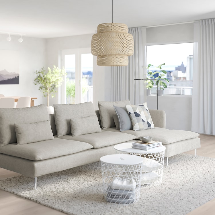 SÖDERHAMN Divano a 4 posti, con chaise-longue e terminale aperto/Viarp beige/marrone