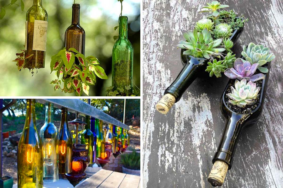 Decorare il giardino con bottiglie di vetro