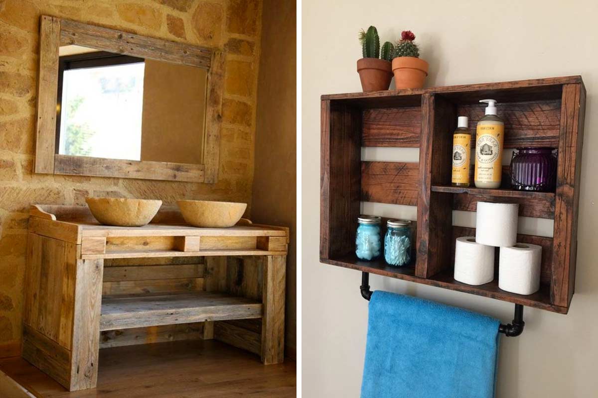 I pallet per arredare il bagno.