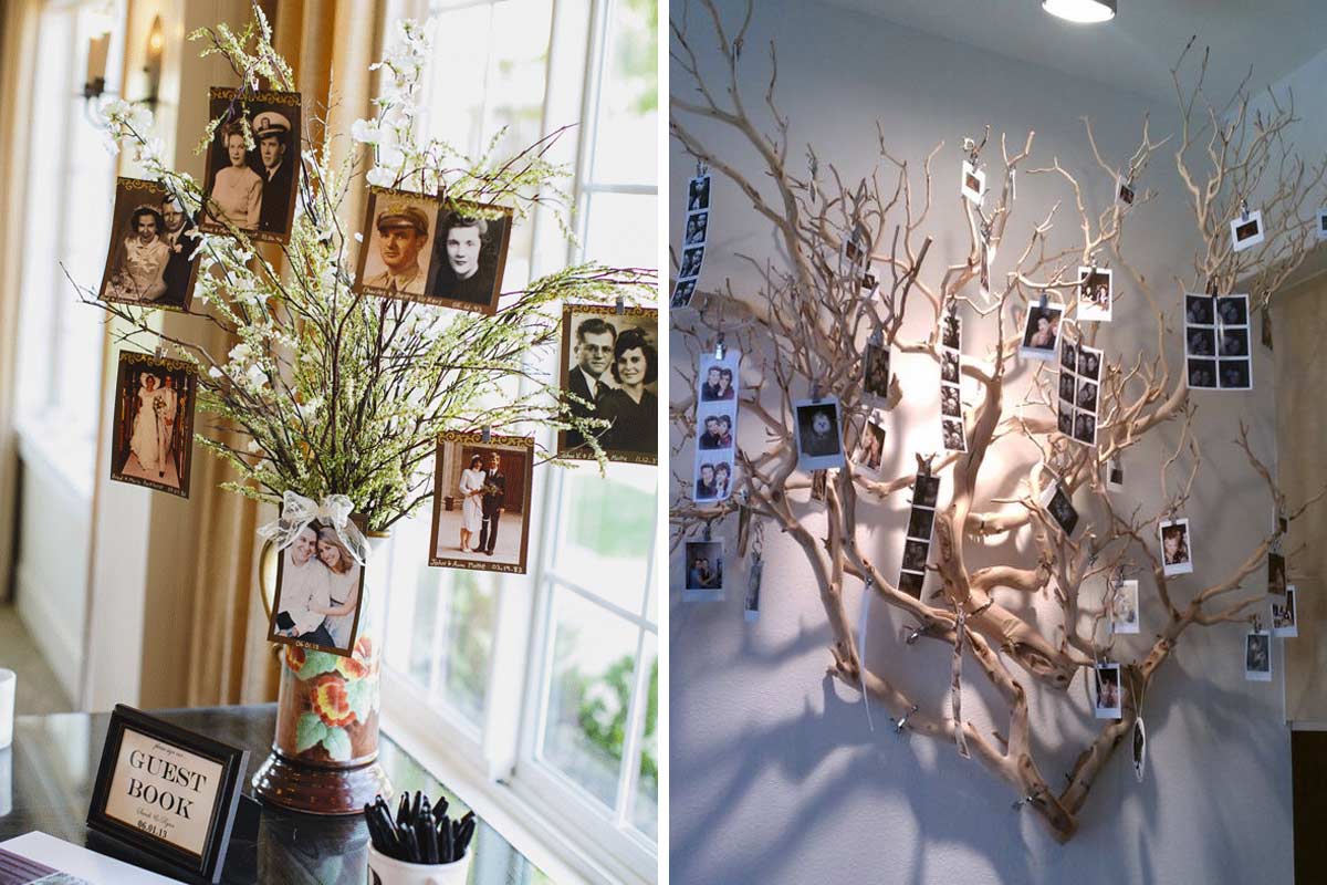 Un albero di foto fai da te per decorare casa.