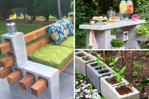 Arredare e decorare il giardino con i blocchi di cemento.