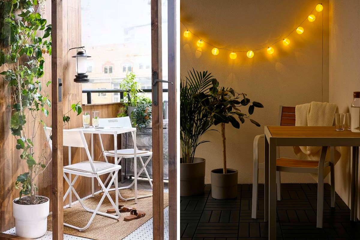 balcone piccolo arredato Ikea