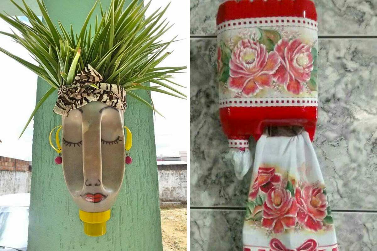 Riciclo taniche e flaconi di plastica.