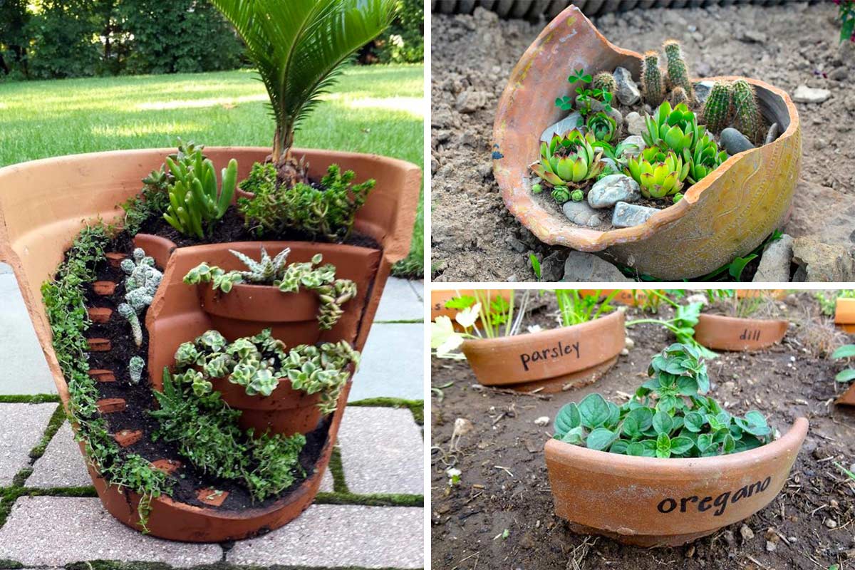 riciclare vasi e anfore di terracotta per il giardino