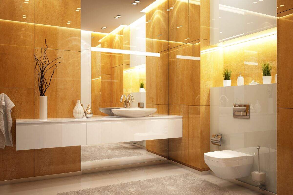 arredare il bagno color oro