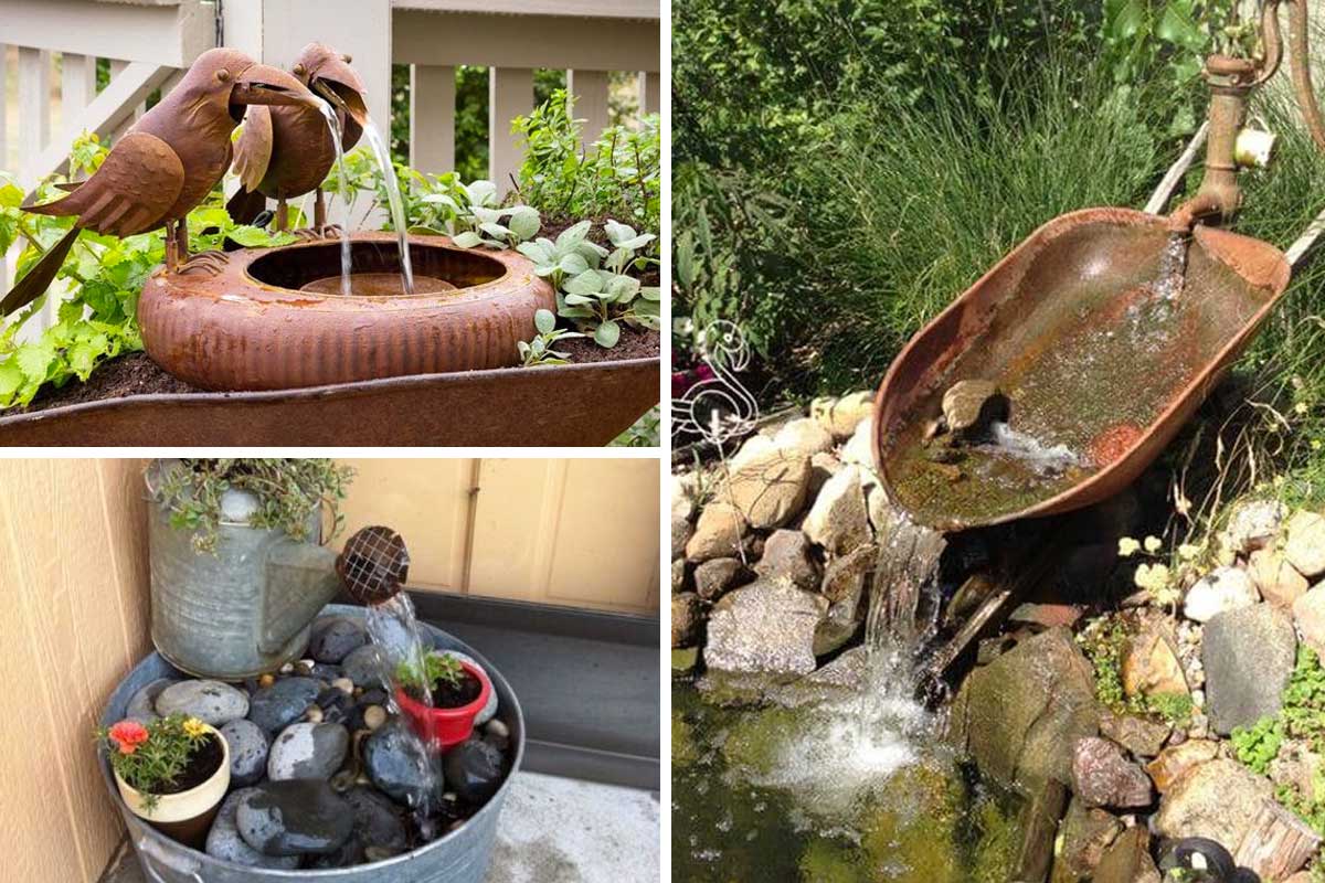 Angolo relax in giardino con fontane originali.