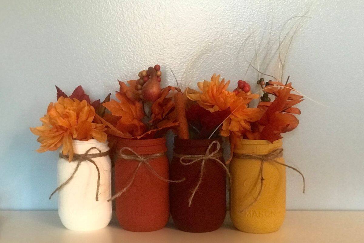 Riciclo creativo dei barattoli di vetro autunno