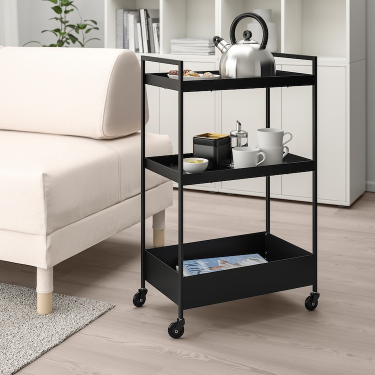 NISSAFORS Carrello, nero, 50.5x30x83 cm