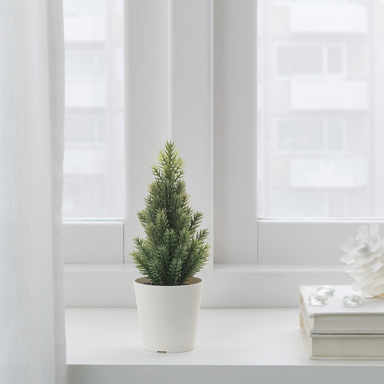 VINTER 2021 Pianta artificiale con vaso, da interno/esterno/albero di Natale verde, 6 cm