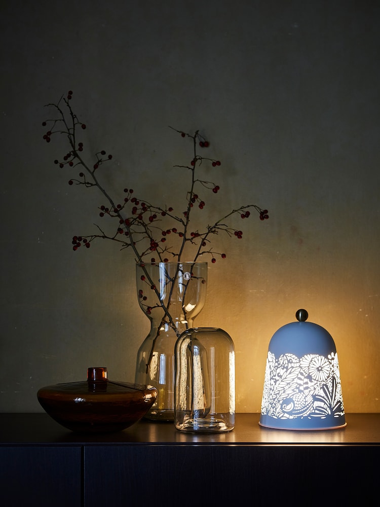 SOLSKUR Lampada da tavolo a LED, bianco/color ottone