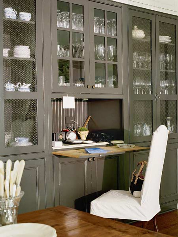 grey kitchen desk