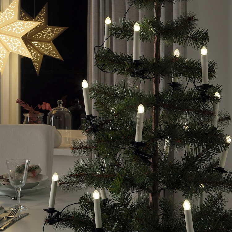 STRÅLA Illuminazione a LED 24 luci, a forma di candela con clip