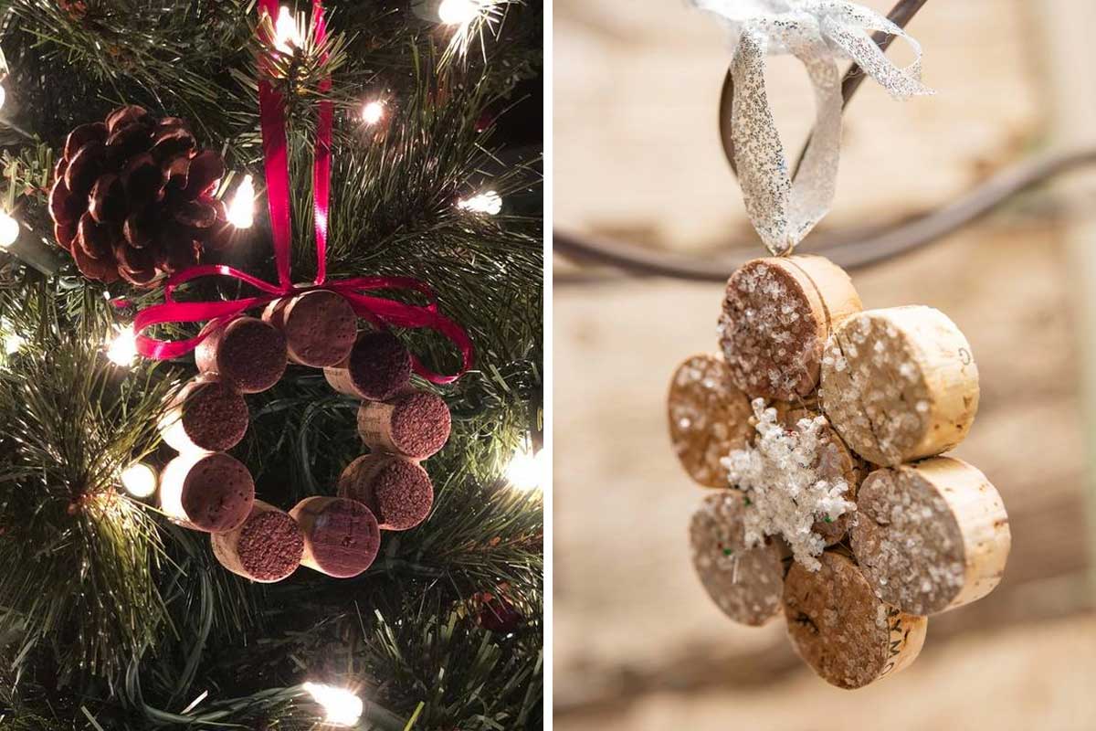 addobbare l'albero di Natale riciclando i tappi di sughero