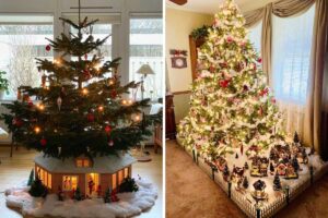 Abbellire lo spazio ai piedi dell’albero di Natale.