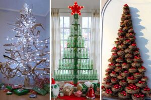 L'arte del riciclo creativo: ecco 10 idee eccentriche per un albero di Natale con materiali di recupero albero di Natale con oggetti di recupero