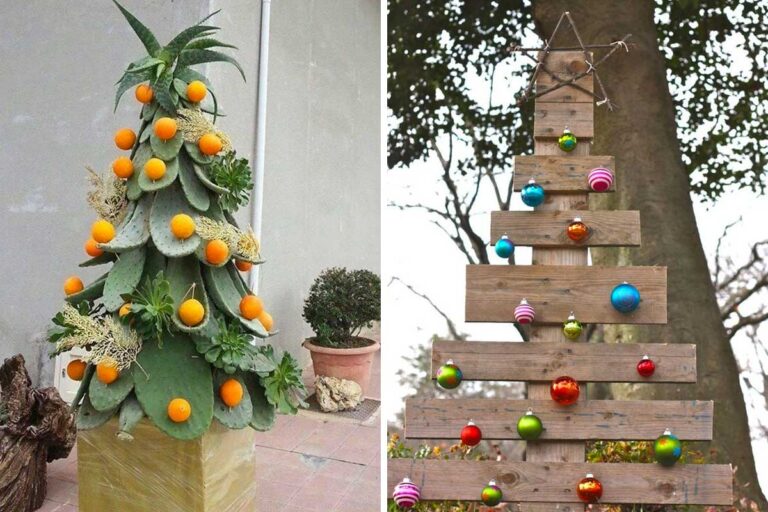 Realizzare un albero di Natale per l’esterno con soltanto riciclo: idee