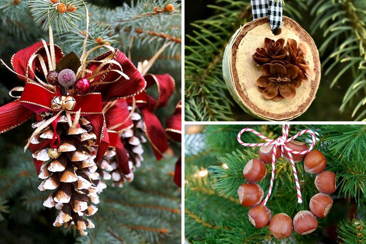 decorare albero di natale con elementi della natura