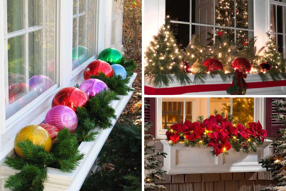 decorare il davanzale della finestra con una magnifica composizione natalizia
