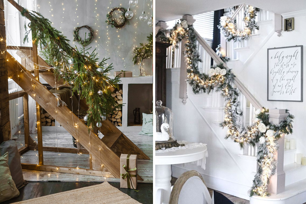 Decorare le scale interne per Natale.