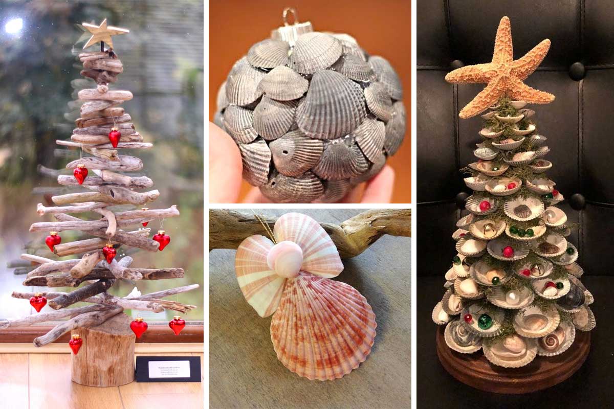 decorazioni natalizi con sassi conchiglie legnetti di mare