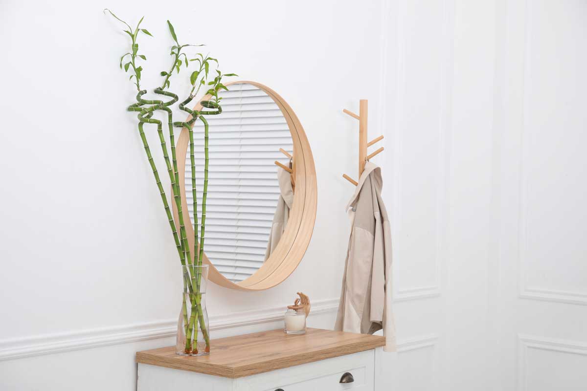 Bagno zen con vaso e bamboo della fortuna.