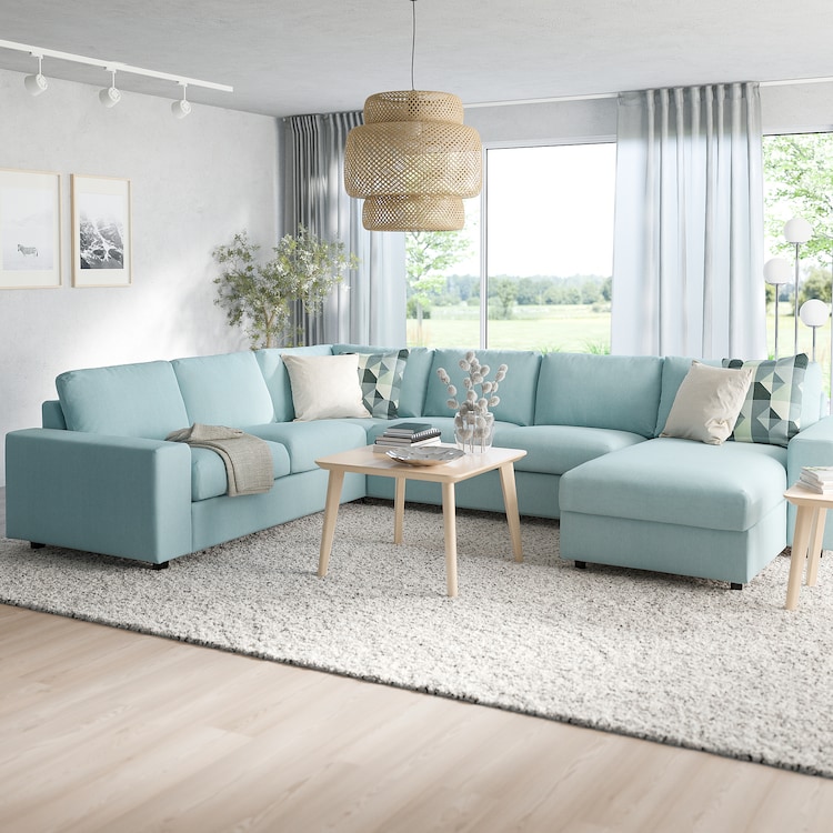 VIMLE Divano letto ang 5 posti/chaise-lon, con braccioli larghi/Saxemara azzurro