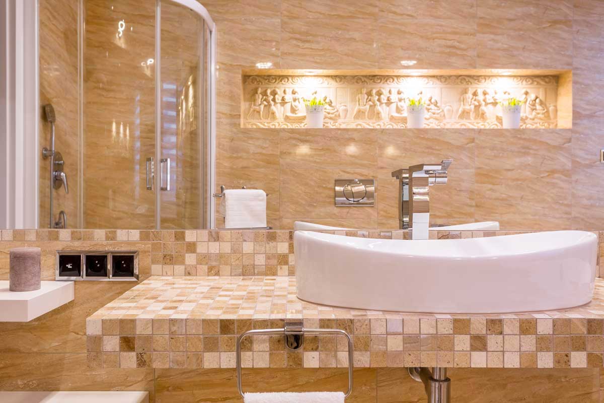 idee piastrelle mosaico in bagno