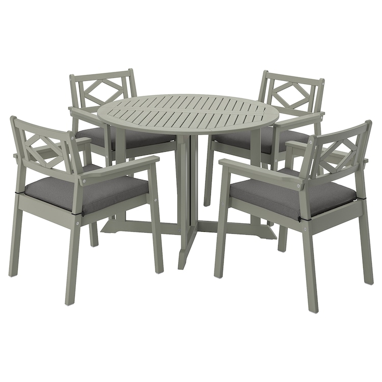 BONDHOLMEN Tavolo+4 sedie braccioli, giardino, mordente grigio/Frösön/Duvholmen grigio scuro