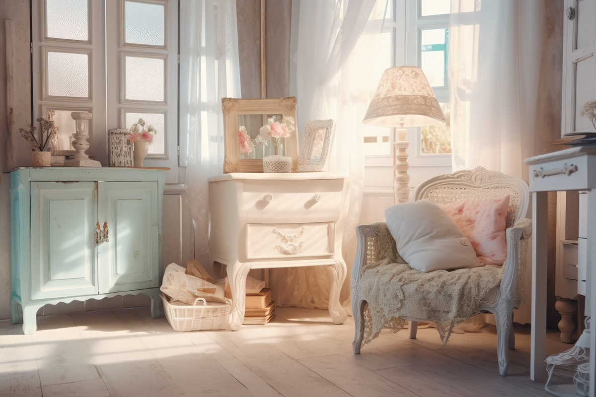 interni moderni in stile shabby chic