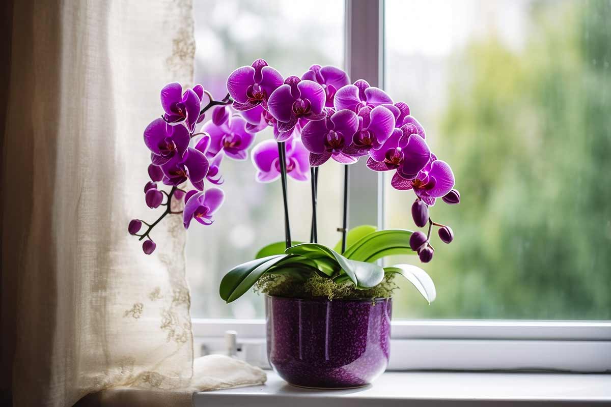 orchidea vicino finestra