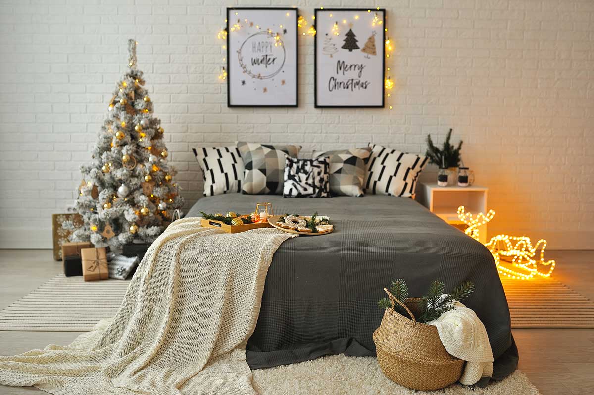 decorazioni natalizie in camera da letto