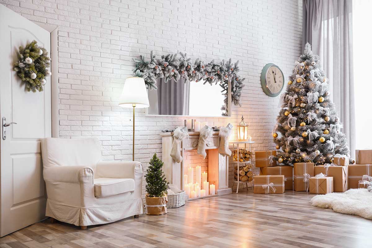 soggiorno decorato per il Natale