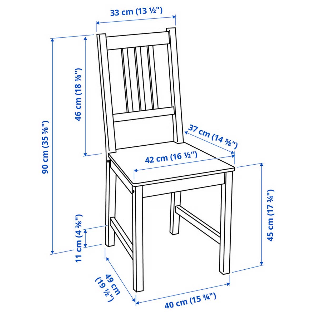 Misure sedie PINNTORP di IKEA