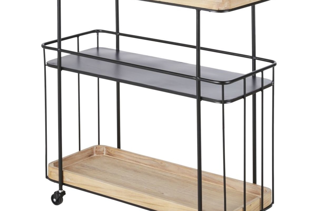 Dettaglio del carrello Maisons du Monde GLASGOW con ripiani aperti