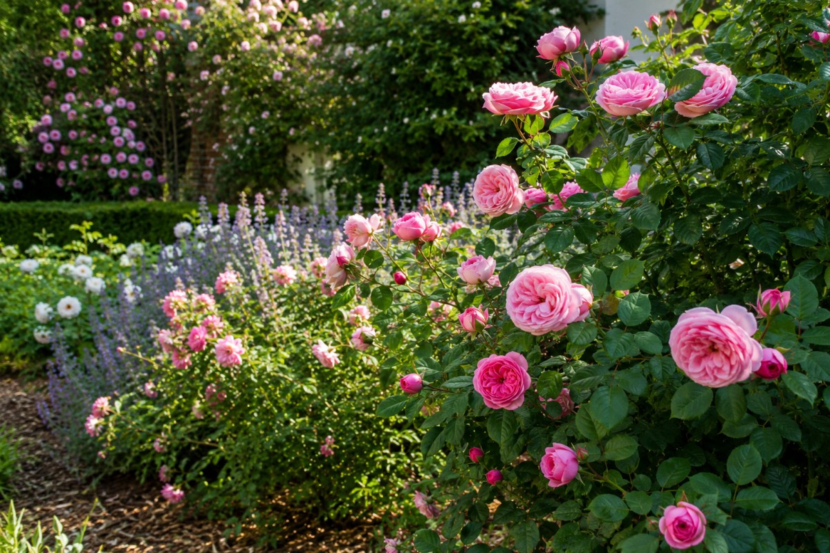 Rose rifiorenti curate a luglio dopo il taglio dei fiori sfioriti