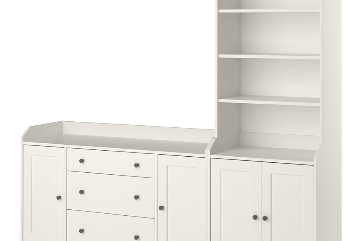 Combinazione di mobili HAUGA IKEA bianca con ante, cassetti e ripiani regolabili