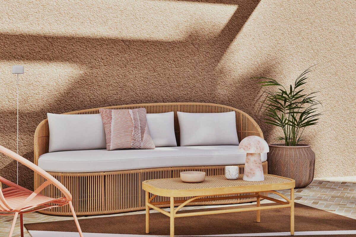 Terrazzo con tappeto da esterno Maisons du Monde MORELLO beige e marrone