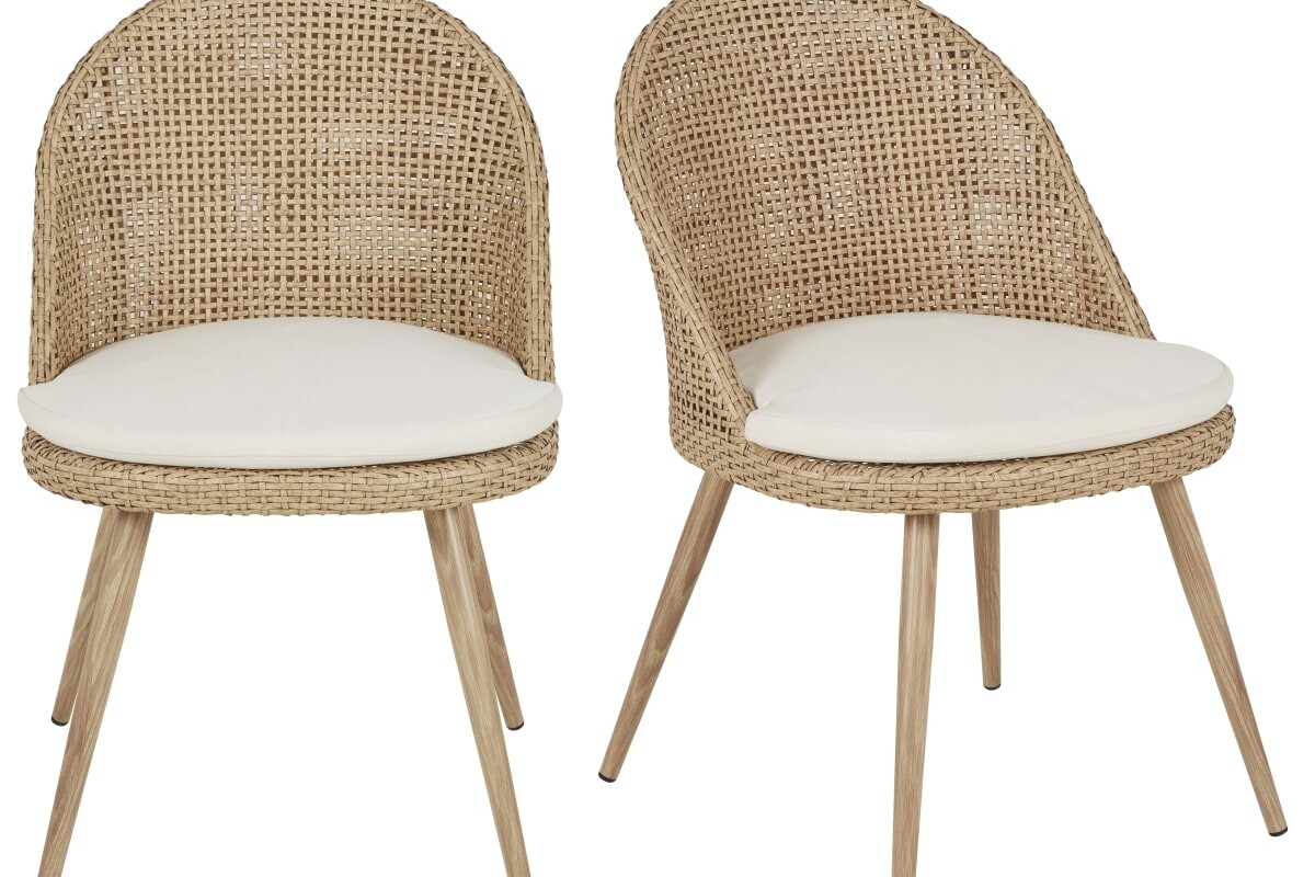 Sedie MELIO Maisons du Monde in resina effetto rattan con cuscini écru