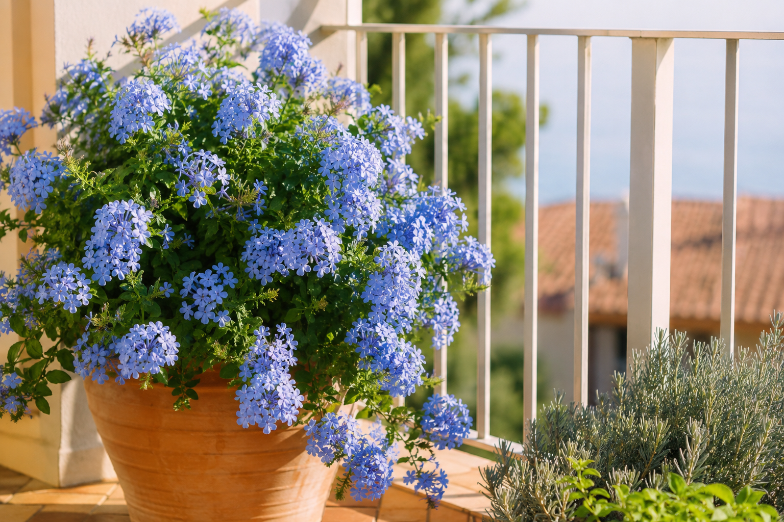 Plumbago in vaso a luglio: il controllo che mantiene i fiori azzurri anche con il caldo