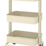Carrello IKEA RÅSKOG NORRÅVA beige con piano in bambù