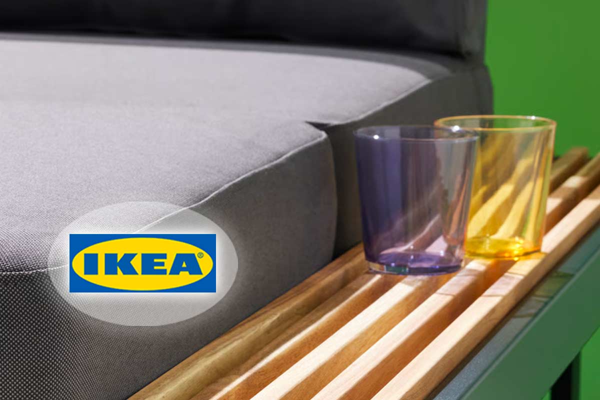 Set IKEA REVSKÄR antracite da esterno con divano chaise longue e tavolino