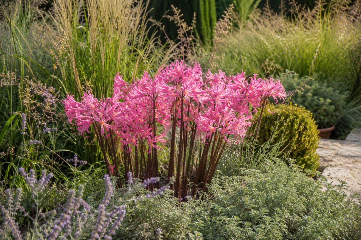 Amarine rosa in piena fioritura in un’aiuola di fine estate