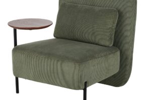 Poltrona DAKER verde oliva con tavolino scrittoio rimovibile