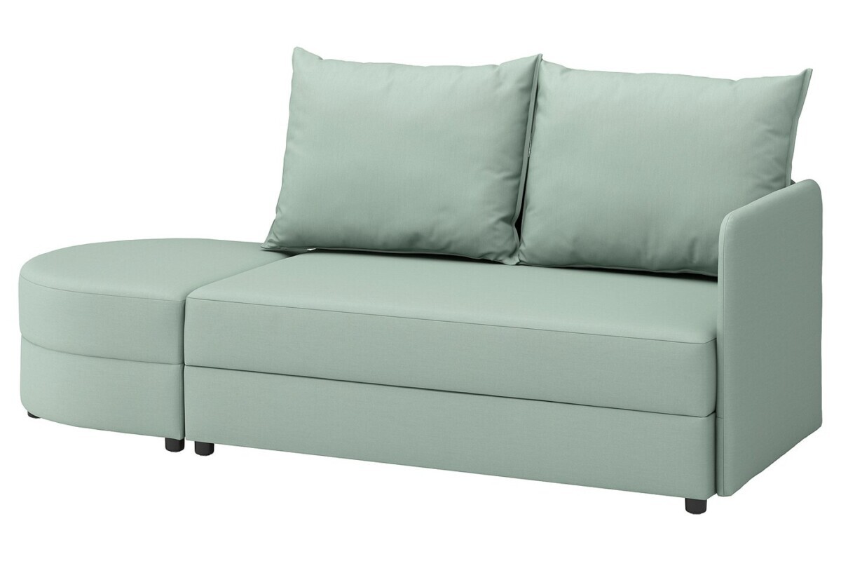 Divano letto LINDÅKRA IKEA con pouf separabile e linee arrotondate