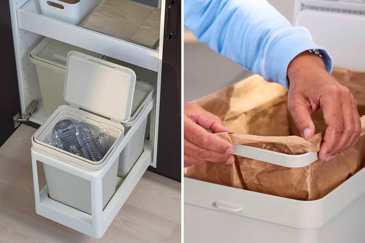 Contenitore HÅLLBAR con coperchio in un mobile cucina ordinato