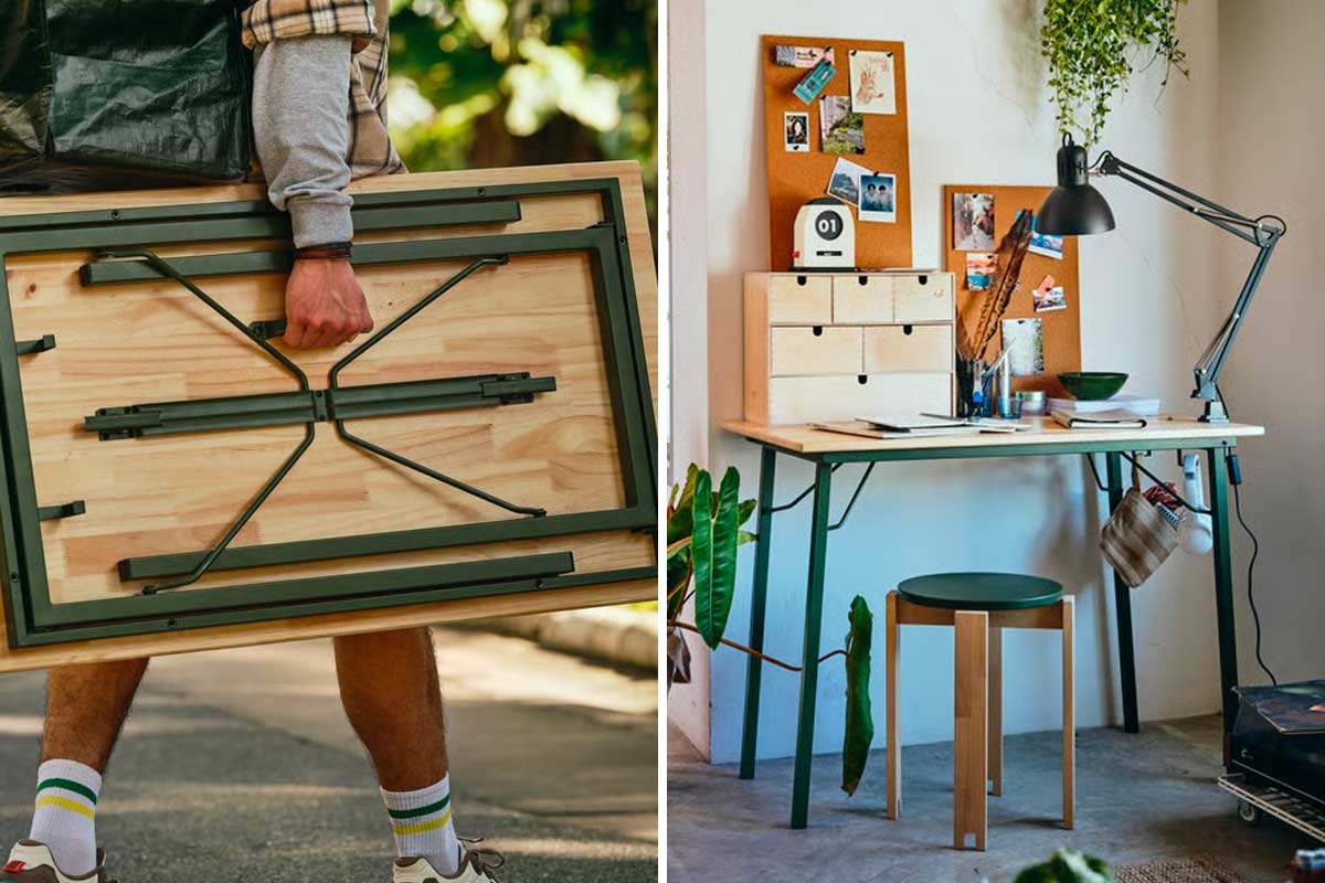 KOMPISHÄNG IKEA a 79,95 euro: la scrivania pieghevole da 100 cm che finisce sotto il letto
