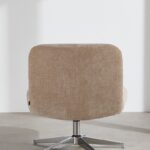 Poltrona girevole YEYE in velluto beige con base in acciaio cromato