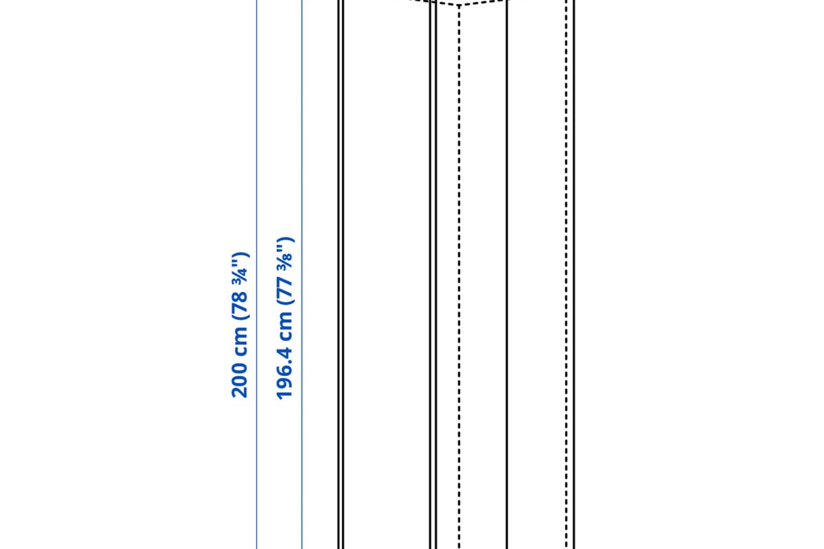 Schema delle misure della struttura IKEA LASTARE alta 200 centimetri