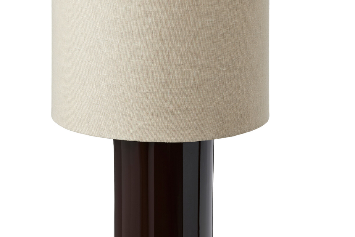 Lampada IKEA HALGATT con base marrone e pomello color ottone